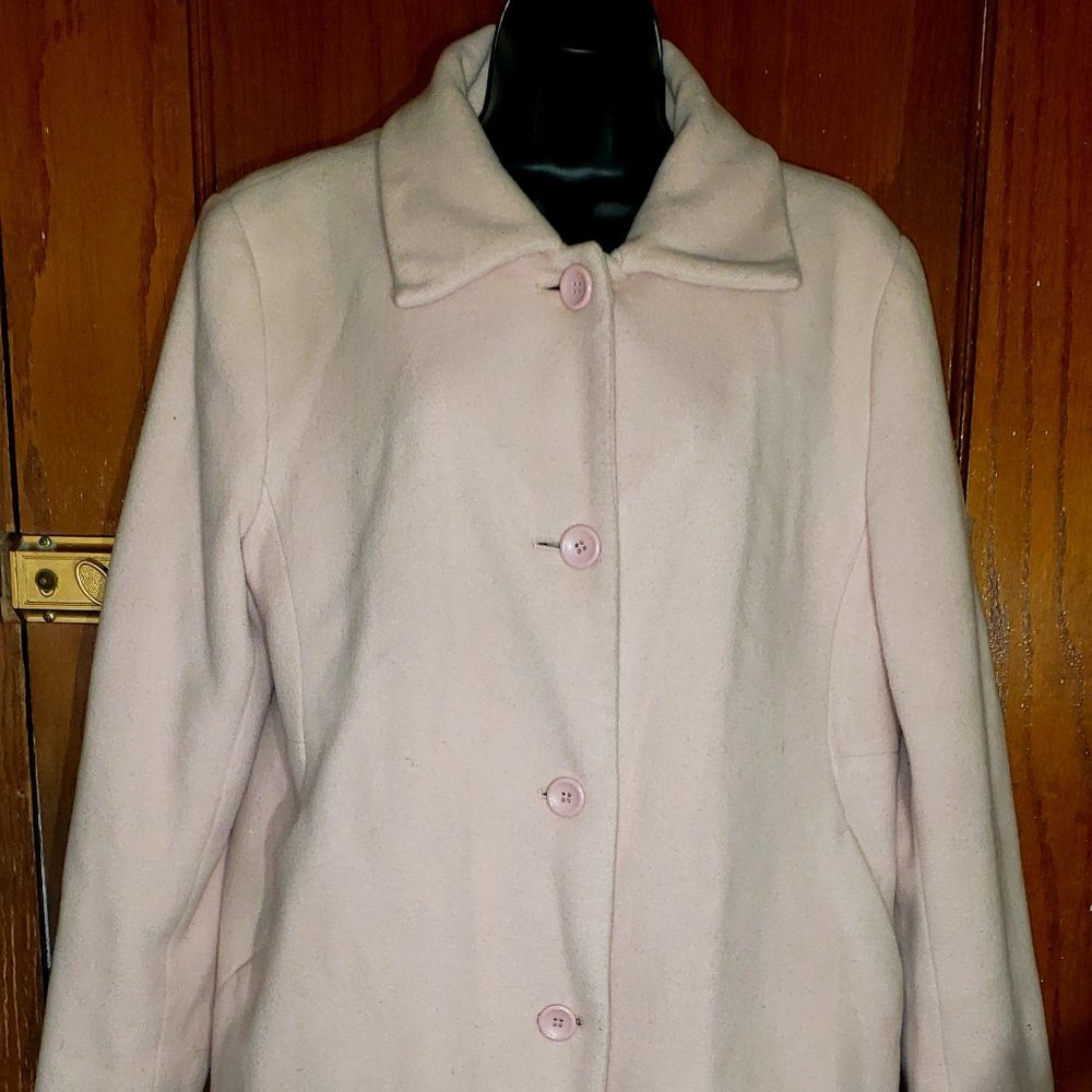 Chadwick's Petite Wool Pea Coat Size 10 P Baby Pink Like New.